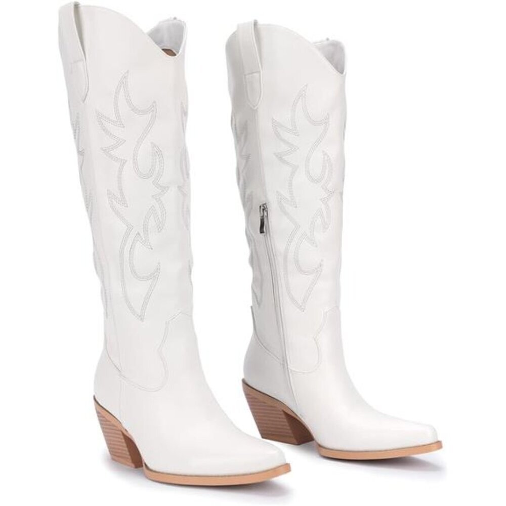 NEW  Western Cowboy Boots for Women - Knee High Wide Calf Cowgirl Boots - Picture 4 of 6